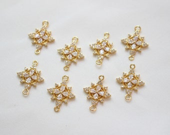 Clear Circón piedras preciosas allanar perlas de pulsera con dijes Conector Plata Oro Rosa De Oro 