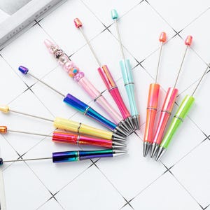 10/20/50 pcs UV Gradient color Plastic Beadable Pens,DIY Beadable pen,DIY Bead Ballpoint Pens ,Beadable pens and refills,Black Ink