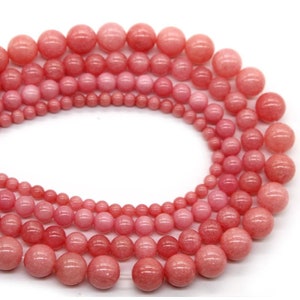 Pink Rhodonite Beads Gemstone Loose Beads ,Round Semi Stone Bead, For DIY Bracelet Necklace Making Jewelry, Full Strand