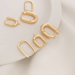 6 pieces Gold Plated Square Hoop Earrings,U Shaped Hoops, Geometric Earrings,Geometric Earrings ,Minimalist Earrings ,Gift for Mom