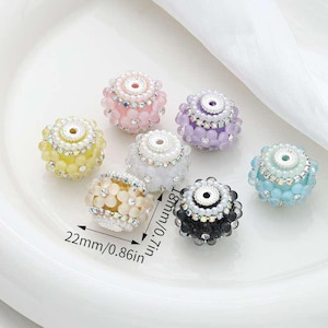 Sparkle Flower Beads,Round rhinestone Beads, Fancy Polymer Clay Beads, diy Pen Focals,Jewelry Beads, DIY Beadable Pens,DIY Keychain Beads