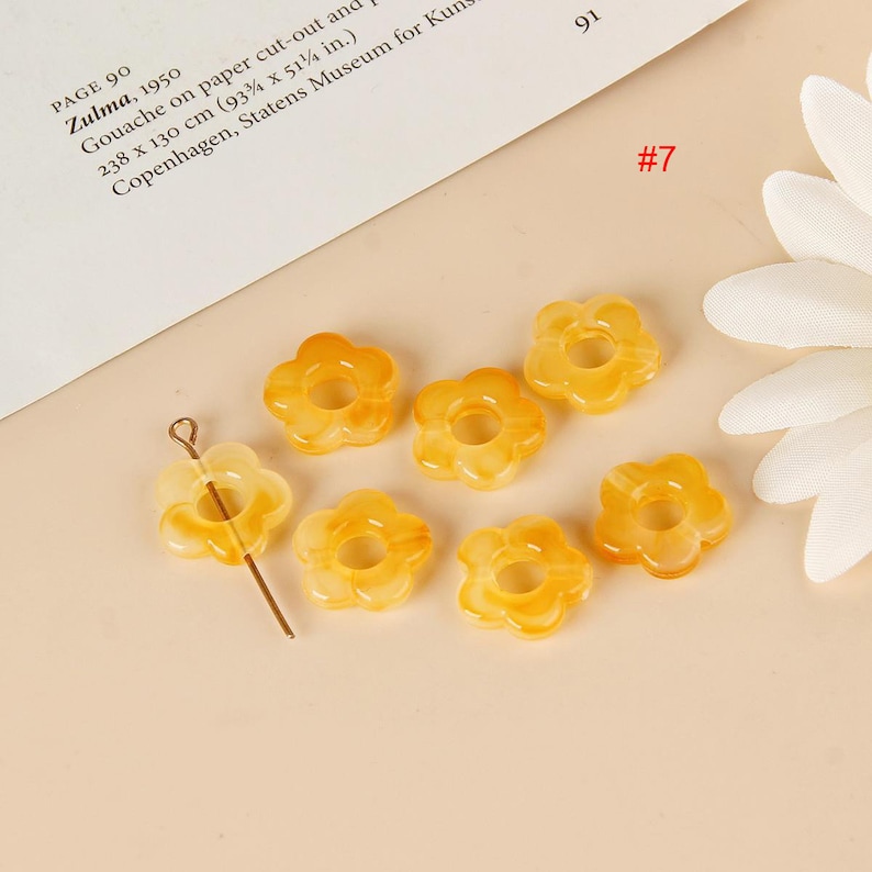 10 Pieces Flowershaped Resin Charm Pendant Acetate Acrylic Etsy