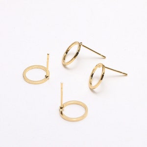 10 pieces Gold/Silver Plated Brass Circle Earring Posts, Metal Earrings，Earring Stud,Round Ear Studs,DIY Jewelry Making Earring accessories
