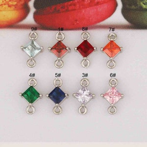 10pcs Crystal Glass Pendant Charm,Faceted Frame Glass Connector Charm, Diamond geometry Gemstone Jewelry Supplies Findings