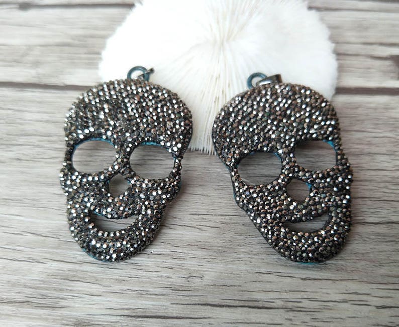 pave Crystal Rhinestone cham pendant,DIY Jewelry Necklace Making PD719 5Pcs Metal brass skeleton skull Charm Pendant