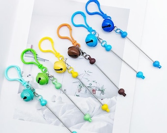 Sleutelhangers met kralen, metalen sleutelhangers met kralen, blanco sleutelhangers met kralen, sleutelhangerstangen voor doe-het-zelfkralen, sleutelhanger met kralen maken voor cadeaus