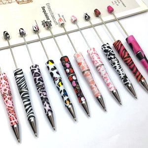 5 Stück Gedruckte Perlenstifte, Kunststoff Perlenstifte,DIY Kunststoff Rohling Perlenstifte und Minen,Bubblegum Perlen zum Anpassen