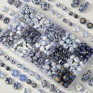 34 pcs Ceramic loose spacer beads,Mix ceramic beads,ceramic loose beads,beaded diy handmade materials,Ceramic Porcelain Beads For Jewelry