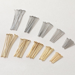 50pcs 14K/silver plated Flat Head Pins Jewelry Making，Flat Head Pins Headpins Jewelry Making Craft Supply,18/26/30/40/50mm