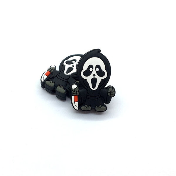 Ghost Focal Silicone Beads, Skully Ghost Grabs Bloody Knife Silicone Beads, Scream Ghost Face Beads, Loose Silicone Bead, DIY Pen lanyard