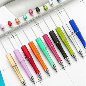 Solids-kralenpen, plastic kralenpennen, doe-het-zelf balpennen met kralen, pennen en vullingen met kralen, zwarte inkt, plastic doe-het-zelf kralenpennen, aangepaste cadeaus