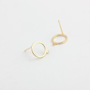 10 pieces Gold Plated Round Earring Posts, Earring Stud,Post Earring Accessories, DIY Earring attachment,DIY jewerly  supply