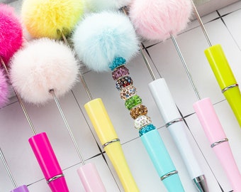 Beadable Fluffy Pens,Plastic DIY Beaded Pens,DIY  Feather Fuzzy Soft Pen,Fluffy Blank Pens ,Beadable pens and refills, Your Color Choice