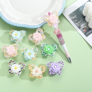 Rhinestone Butterfly Beads, Fancy Beads, Bling Pen Focals, Acrylic Beads, DIY Beadable Pens,Keychain Beads, Jewelry Craft Making