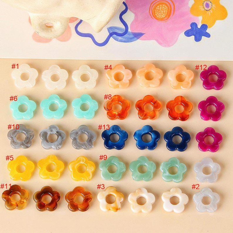 10 Pieces Flowershaped Resin Charm Pendant Acetate Acrylic Etsy