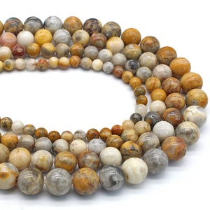 Żółte, szalone, koronkowe koraliki agatu, luźne okrągłe, półszlachetne, gładkie, kamienie szlachetne, pełne nici, biżuteria DIY, 4/6/8/10/12 mm