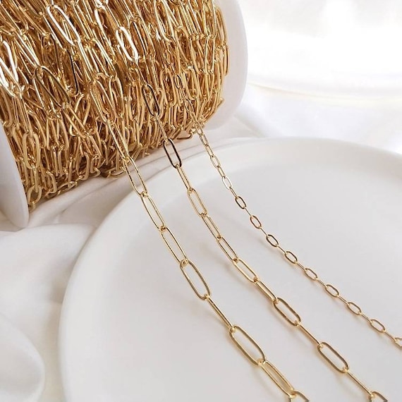1 Meter 14K Gold Plating paperclip chain, Necklace Chain, Bracelet Chain, Making Jewellery supplies,Chain for kids, Christmas Gift