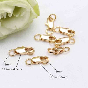 10 pcs 14K Gold Plated Brass Lobster Clasp, Spring buckle Connector, Lobster Clips, Spring Clasp Necklace Bracelet Findings jewellery Clasps