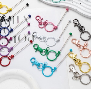 Beadable Bar Keychains, Blank keychain,Beadable Metal Keychains,Beaded Crafts, Plated Metal Keyrings and Swivel Clasps, DIY Crafting