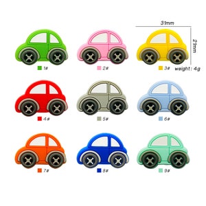 10pcs Mini Car Focal Silicone Beads, Soft Silicone Car Beads, Car Shaped Silicone Beads Bulk, Jewelry Making ,Craft Supplies Silicone Beads