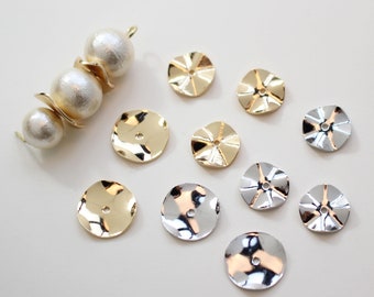 10 pieces Real 14K Gold Plated Brass Wavy Disc Separator Beads, Disc Spacer beads, Gold plated Disc Potato Chips, Jewelry Making Finding
