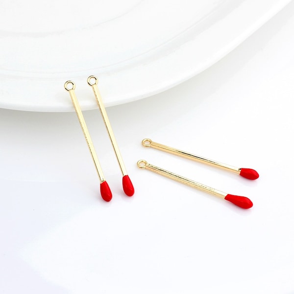 10 pcs Alloy Matchstick Charms Pendant, Earring Hoop, Match Earring Connector, Jewelry Supplies, Alloy findings, Geometric Pendant