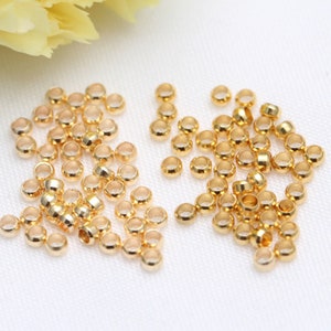 100 Stück 14K Vergoldete Messing Positionierung Perle Charm, 1,5 MM 2 MM 2,5 MM Spacer Beads, runde Perlen, runde Perlen Diy Schmuckzubehör