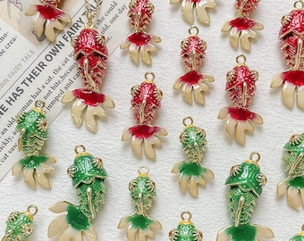 ヴィンテージ 18K ゴールド 関節式魚ペンダント チャーム - Etsy 日本