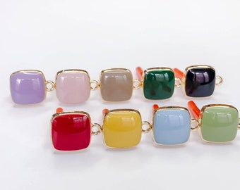 10pc Square Geometric Enamel  stud Post Earrings,Solid Earring with loop,Alloy Earrings,Designer jewelry Finding,  diy Earring supply