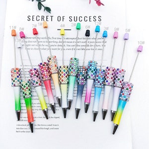 5pcs Rhinestone Beadable Pen Blank,Plastic Beadable Pens,Sugar Beadable pen,DIY Bead Ballpoint Pens ,Bubblegum Beads to Customize