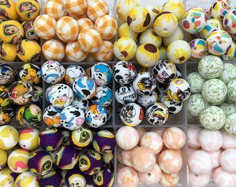 58 Perline In Silicone Per Creazioni Fai Da Te - Forma Rotonda E Bottiglia Di Tè - Per Portachiavi, Bracciali, Collane - Colorate E Morbide