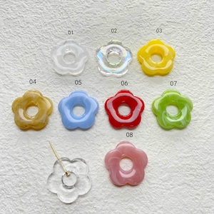 10 pieces Flower-shaped Resin Charm Pendant, Acetate Acrylic pendant,Fresh Colors Hollow Flower Earring Charm, DIY Jewelry Craft Supplies