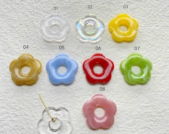 10 pieces Flower-shaped Resin Charm Pendant, Acetate Acrylic pendant,Fresh Colors Hollow Flower Earring Charm, DIY Jewelry Craft Supplies