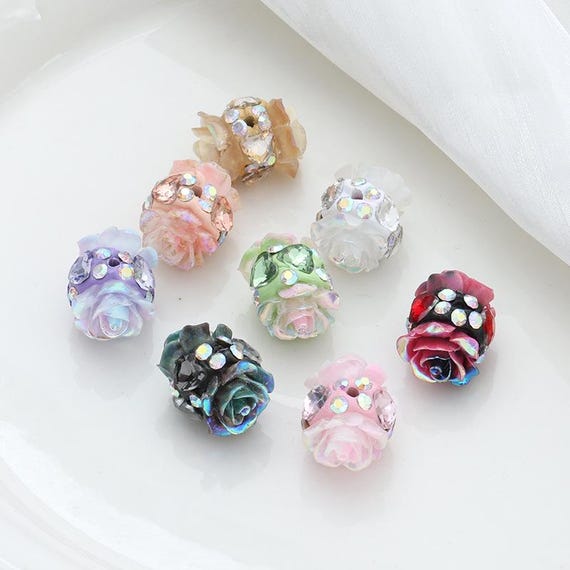 Sparkle Rose Beads, Rhinestone Beads, Fancy Beads, Diy Pen Focals