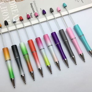 10 Stück DIY Kunststoff Blank Beadable,Perlenkugelschreiber,DIY Perlen Kugelschreiber,Bubblegum Perlen zum Anpassen,Perlenstift Rohlinge Nachfüllpack
