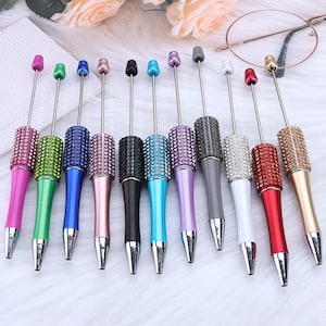 20stk Mischfarbe Kunststoff Perlenstifte,DIY Perle Kugelschreiber,Perlenstift Rohlinge mit Tinte Minen,Bubblegum Perlen zum Anpassen