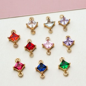 10pcs Crystal Glass Pendant Charm,Faceted Frame Glass Connector Charm, Diamond geometry Gemstone Jewelry Supplies Findings