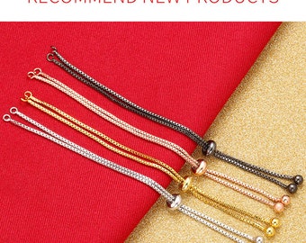 Bulk Half Finished Sliding Adjustable Bracelet Rubber stopper ball beads connector link finding Box Chain Ball End,Bracelet Making Chain