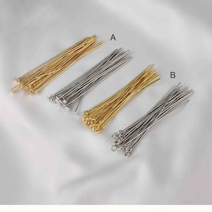 Gold/silver plated Flat head Pins Jewelry Making，Eyehead Pins Headpins Jewelry Making Craft Supply,50/55/60mm