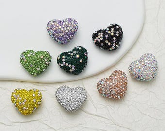 Sparkle Rhinestone Heart Beads, Bling Pen Focals, Pave Polymer Clay Beadable Pens,Keychain Beads