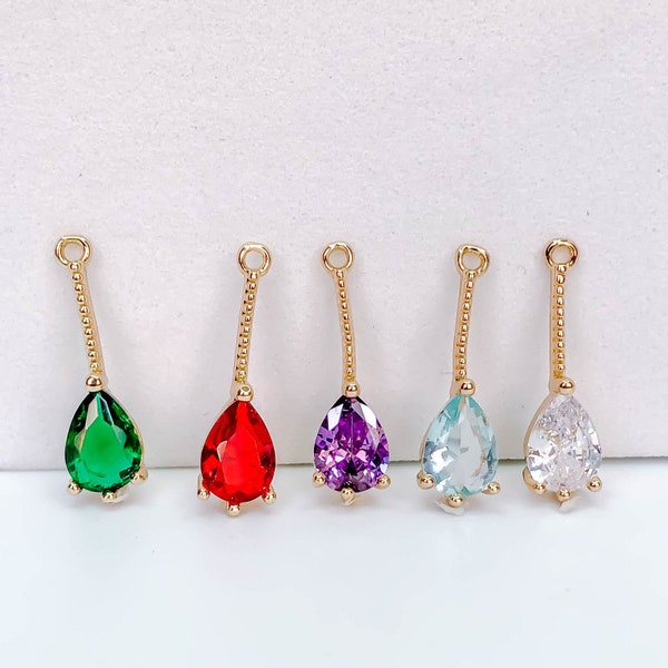 10pc Faceted Crystal Rhinestone Charm, Crystal Glass Pendant Charm,Teardrop Glass Charm,Bezel Gemstone, Glass Charm,wholesale prices