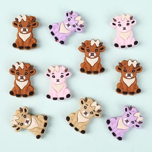 Highland Cow Beads,Animal Focal Beads, Bow Highland Cow Focal Silicone Beads,Wholesale Silicone Beads, DIY Jewelry Keychain Making