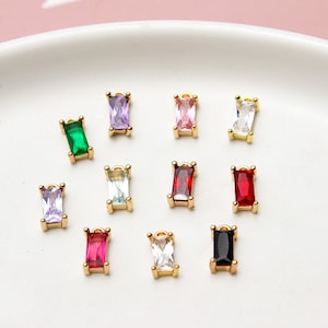 10 pcs Crystal Glass Rectangle Charm Pendant, Faceted Lucite Beads,Rectangle Glass Connector,Bezel Gemstone, Jewelry Making Supplies