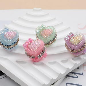 Sparkle Rhinestone Heart Beads, Fancy Beads, Bling Pen Focals, Acrylic Beads, DIY Beadable Pens,Keychain Beads, Jewelry Craft Making