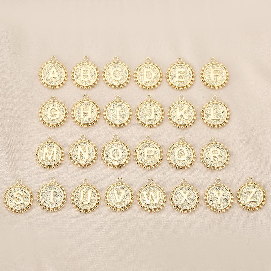 Gold Alphabet Charms, English Letter Pendants,initials Charm CZ Letter ...