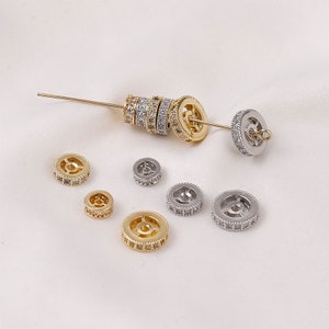 18K Gold Plated Wheel Spacer Beads, 6mm/8mm/10mm Round Beads , Gold Spacer Beads, Bracelet Making, Jewelry Finding