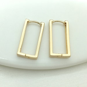 6 pieces Gold Plated Square Hoop Earrings,U Shaped Hoops, Minimalist Earrings ,Geometrical Earrings,Square Huggie Hoop,Geometric Earrings