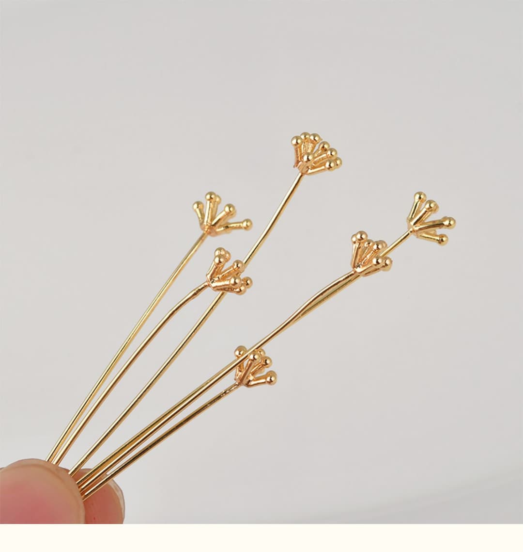 18K Gold Plated Flower Head Pins Jewelry Making, Head Pins Headpins