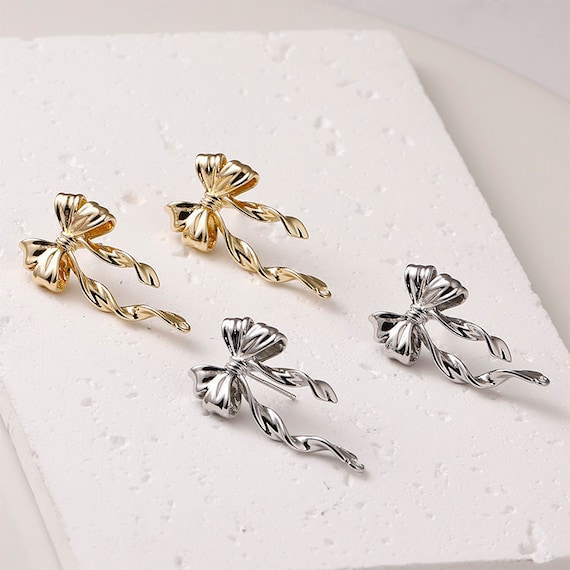 Buy 4pcs Dainty Bowknot Earring Stud, Bow Earring Post With Ear