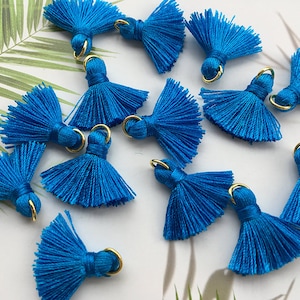 10 pieces Blue Tassels,Tiny Catton Tassels,2cm Cotton Thread Tassels,Mini Tassels,Tassels Charm for Jewelry Making,DIY Tassels Earrings